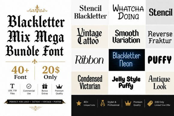Blackletter Mix Mega Bundle: The Ultimate Typeface for Bold Branding